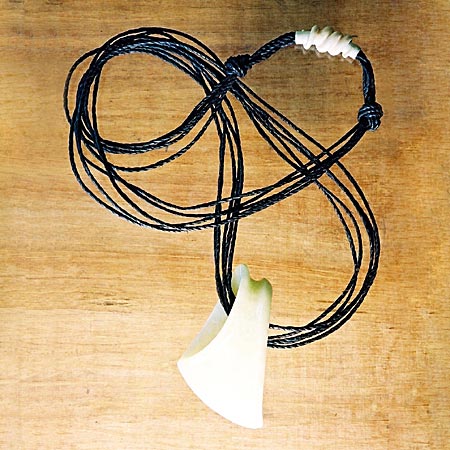 Simon Muscat Goldsmith - Carved Jade Necklace, Carved yellow jade, carved bone clasp, leather, 