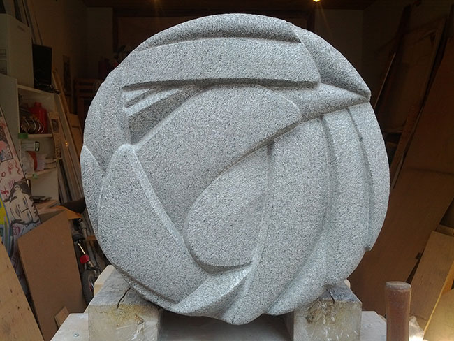 Simon Muscat Goldsmith - <i>Murder of Crows</i>, South African granite, 22 inches diameter